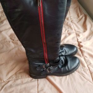 Black wide calf boots